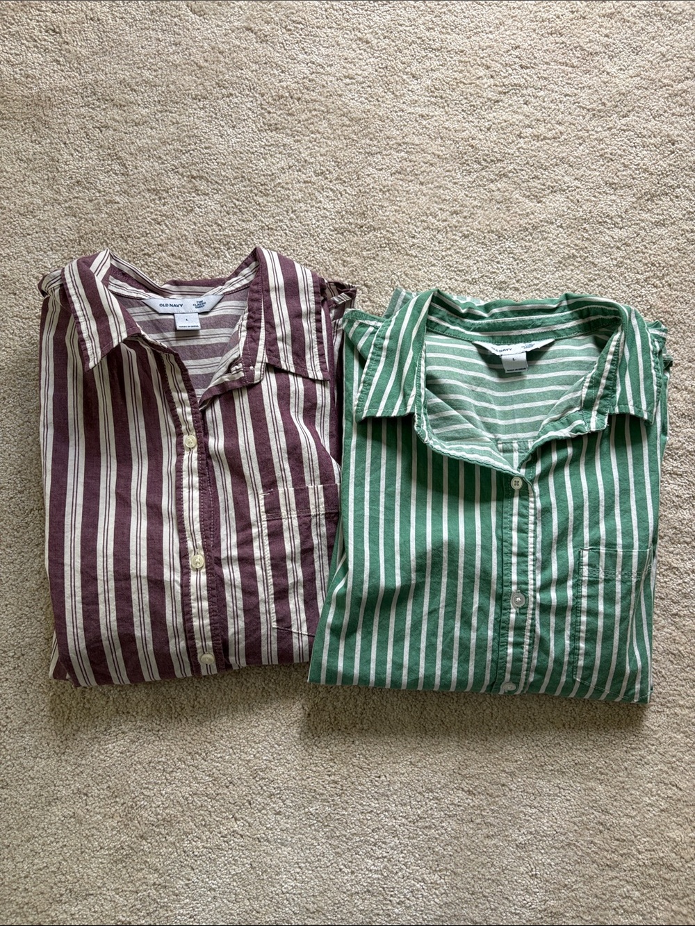 Two Classic Striped Button-Up Shirts